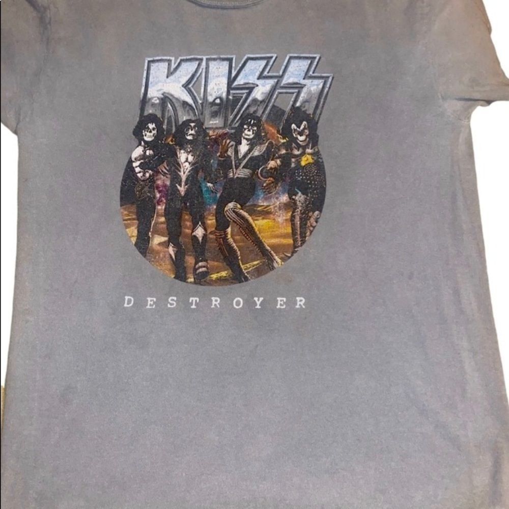 KISS Destroyer Rare Gray Vintage Graphic Tee Shirt Size S/M